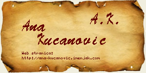 Ana Kucanović vizit kartica